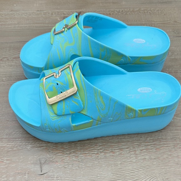 Dr. Scholl's Shoes - DR. SCHOLL'S  Original Goals Platform Slide Sandal - angel blue sz 8